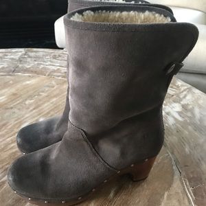 UGG Sheerling-lined Suede Boots in Charcoal Size 7